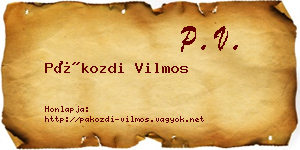 Pákozdi Vilmos névjegykártya